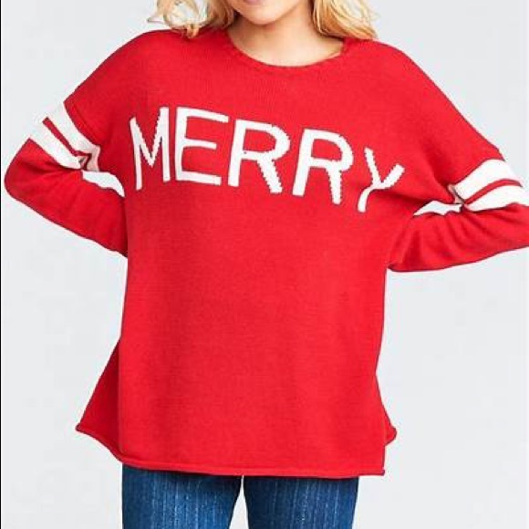 SHOW ME YOUR MUMU Varsity MERRY Sweater - Picture 2 of 12
